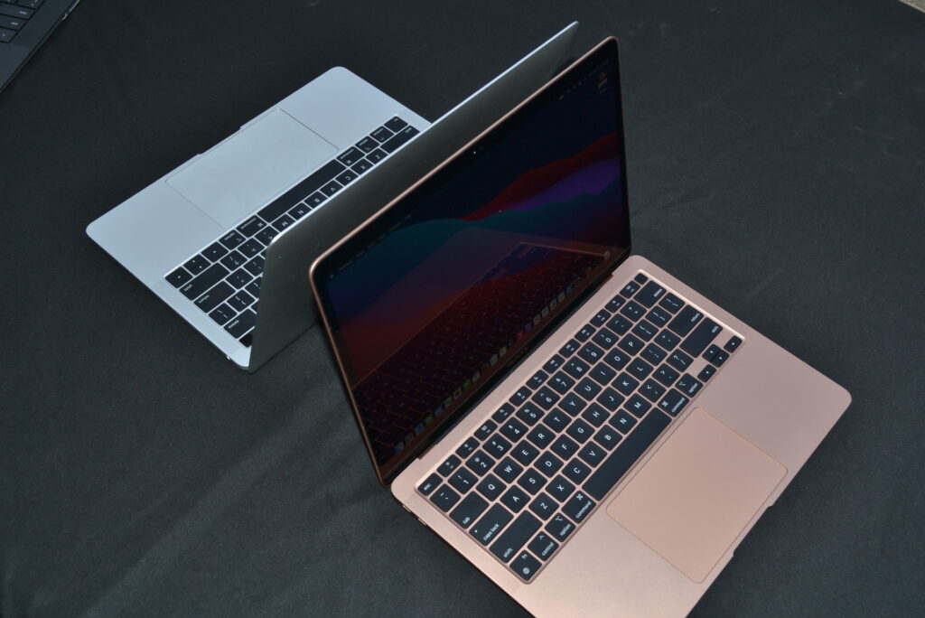 Apple MacBook Air M1 Gold Versus MacBook Pro Intel